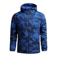 thumbnail image 1 of Mens Jackets Camo Zipper Windbreaker Waterproof Performance Bomber Jacket with Pockets Hooded Loose Fall Casual Coats for Men Blue XXXL, 1 of 2