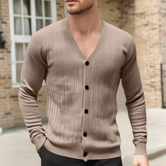 Mens Jackets Cardigan Knitted Long Sleeve Hoodless Casual Solid Color Casual Outwear Jackets Coats for Men