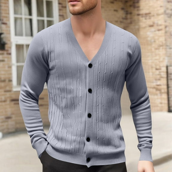 Mens Jackets Cardigan Knitted Long Sleeve Hoodless Casual Solid Color Casual Outwear Jackets Coats for Men