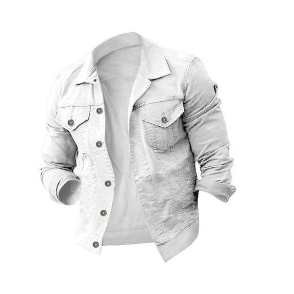 Mens Jackets Casual Stylish Jerdar Men's Lapel Slimfit Solid Color Pocket Button Long Sleeve Jacket