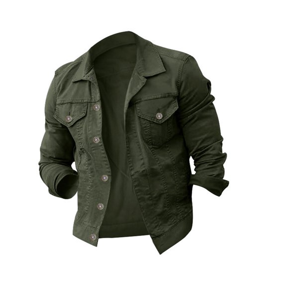 Mens Jackets Casual Stylish Jerdar Men's Lapel Slimfit Solid Color Pocket Button Long Sleeve Jacket