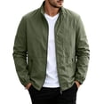 thumbnail image 1 of Mens Jackets Casual Stylish Solid Color Stand Up Collar Zip Outerwear Jacket with Pockets Outdoor Loose Long Sleeve Business Commute Jackets, 1 of 6