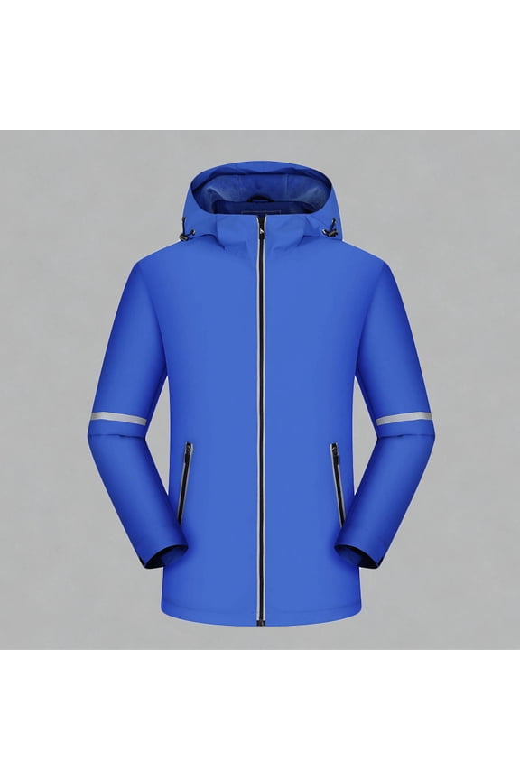 Mens Jackets Casual Stylish Waterproof Jackets for Men Winter Sherpa Fleece Lined Zip up Hooded Coats with Reflective Strip Hiking Windproof Long Sleeve Zipper Pockets Raincoats Outdoor Outerwear