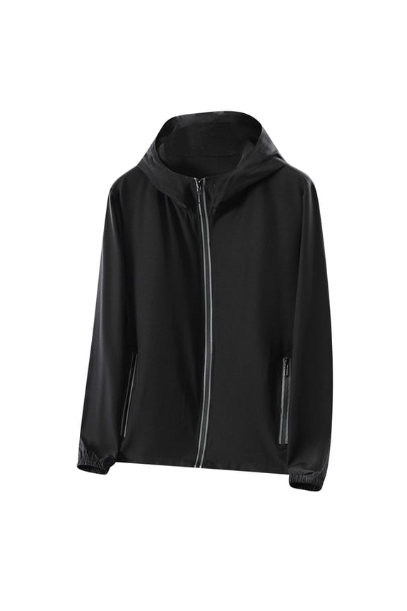 Mens Jackets Coat Casual Top Blouse Sunscreen Men's Summer Ice Silk Thin Breathable Coat New Outdoor Fishing Men's Sun Protective Clothing Light Tan Trench Coat Men Black L