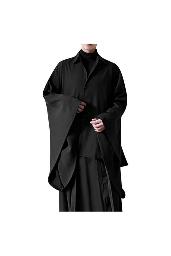 Mens Jackets Flared Sleeves Long Gown Long Sleeved Shirt Solid Color Coat Coats for Men