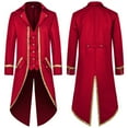 thumbnail image 1 of Mens Jackets Halloween Medieval Lapel Longline Jacket Long Sleeve Button Up Coat Classic Fit Jackets for Men Fashion, 1 of 4