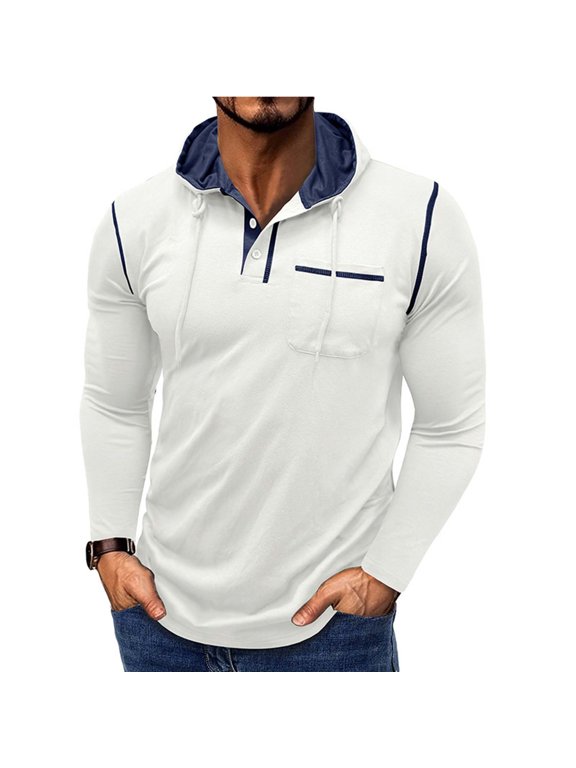 Mens Jackets Hooded Pocket Button Pullover Half-cardigan Solid Color Casual Long Sleeves Jackets Coats for Men