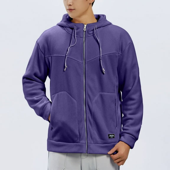 Mens Jackets Hooded Zipper Coats Pocket Casual Solid Color Long-Sleeved Jacket Coats for Men