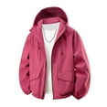 thumbnail image 1 of Mens Jackets Long Sleeve Red Plain Windbreaker Jacket Zip Up Casual Hood Men's Clothing, 1 of 4