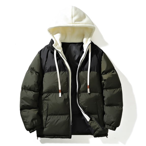 Mens Jackets Men Winter Casual Patchwork Hooded Zipper Pockets Long Sleeve Coat Jacket,Jackets Mens Lightweight Jackets Mens Jackets Casual Stylish Mens Coats Men's Winter Coats