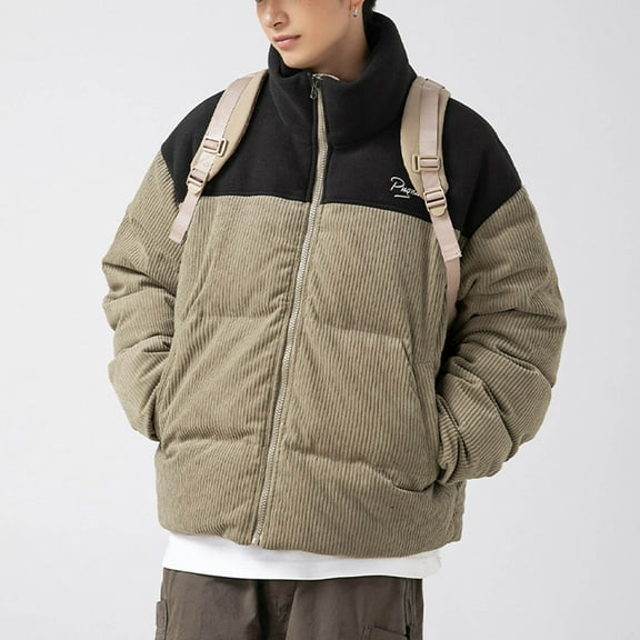 Mens Jackets Men's Solid Color Corduroy Splicing Thick Pocket Zipper Outdoor Long Sleeved Jacket,Jackets Mens Lightweight Jackets Mens Jackets Casual Stylish Mens Coats Men's Winter Coats