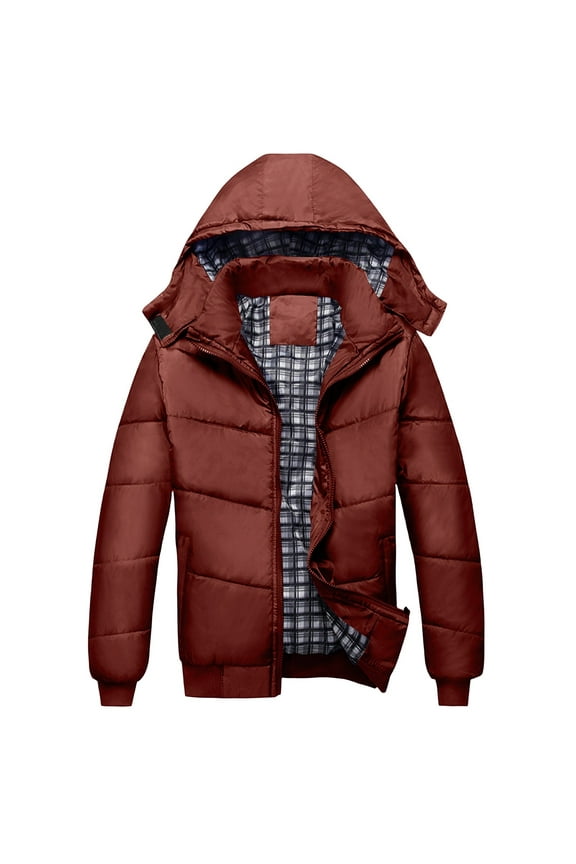 Mens Jackets Men's Solid Color Hooded Jacket Padded Jacket Fashion Padded Jacket Men's Warm Padded Jacket,Jackets Mens Lightweight Jackets Mens Jackets Casual Stylish Mens Coats Men's Winter Coats