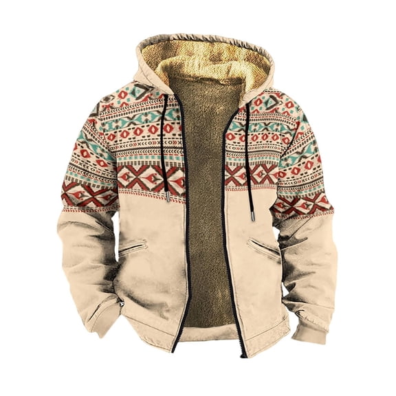 Mens Jackets Polar Fleece Jacket Hooded Outerwear Zip Up Long Sleeve Warm Coat Comfortable Loose Fit Fall Winter Heavyweight Coat Mens Coats And Jackets