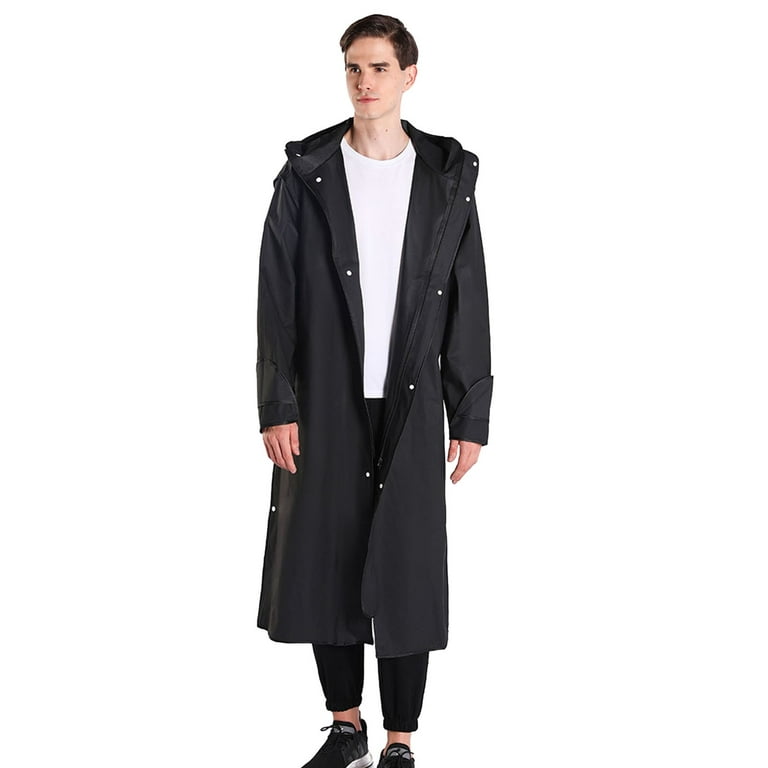 Mens Jackets Protective Fashion Mountaineering Fishing Transparent Zipper Thickened Self Rain Coats for Men, Men's, Size: XL, Black