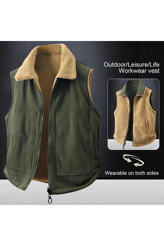 Mens Jackets Sleeveless Jacket Double-sided Corduroy Solid Color Casual Tank Coats Coats for Men