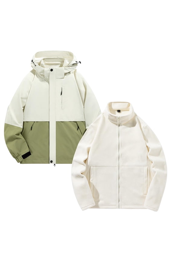 Mens Jackets Windproof Waterproof Coats Outdoor Solid Color Removable Inner Liner Pocket Zipper Jacket Coats for Men