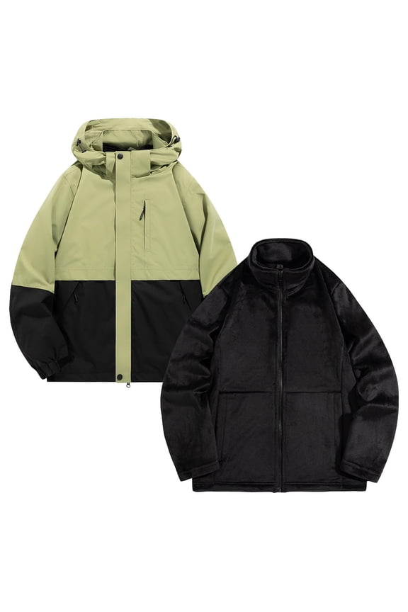 Mens Jackets Windproof Waterproof Coats Outdoor Solid Color Removable Inner Liner Pocket Zipper Jacket Coats for Men