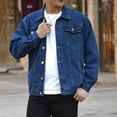 thumbnail image 1 of Mens Jackets Winter Men's Denim Button Jackets Solid Color Classic Fashion Long Sleeved Lapel Jean Jacket Dark Blue L, 1 of 6