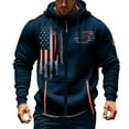 thumbnail image 1 of Mens Jackets Workout Zip Up Blue Hooded Shirt Fall Winter Pocket Patriotic Coats, 1 of 3