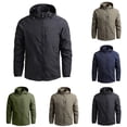 thumbnail image 1 of Mens Jackets Zip Up Waterproof Detachable Hooded Jacket Lightweight Long Sleeve Outdoor Coat Classic Fit Going Out Tops, 1 of 13