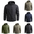 thumbnail image 1 of Mens Jackets Zip Up Waterproof Detachable Hooded Jacket Lightweight Long Sleeve Outdoor Coat Classic Fit Going Out Tops, 1 of 8