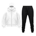 thumbnail image 1 of Mens Jackets Zipper Hooded Sweatshirt+Sweatpants Set Solid Color Long Sleeved Outfit Coats for Men, 1 of 2