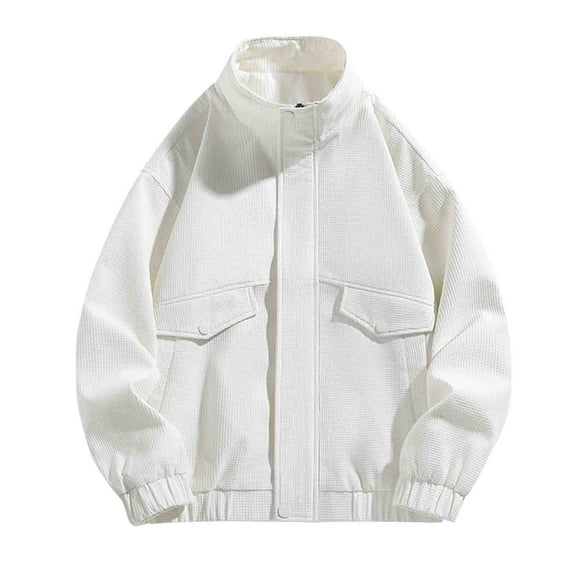 Mens Jackets with Pockets Zip Up Long Sleeve Mock Neck Cargo Coats Casual Solid Color Slim-Fit Relaxed Going Out Hiking Outerwear Jacket