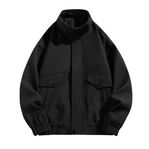 Mens Jackets with Pockets Zip Up Long Sleeve Mock Neck Cargo Coats Casual Solid Color Slim-Fit Relaxed Going Out Hiking Outerwear Jacket