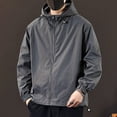 thumbnail image 1 of Mens Jackets with Pockets and Hood Lightweight Zip Up Long Sleeve Coats Casual Solid Color Breathable Windbreaker Hiking Fishing Outerwear Jacket, 1 of 6