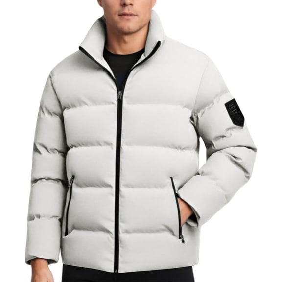 Mens Jackets with Zip Pockets Windbreaker Work Men's Coat No Hood Solid Color Warm Casual Plus Size Mens Coat