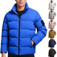 thumbnail image 1 of Mens Jackets with Zip Pockets Windbreaker Work Men's Coat No Hood Solid Color Warm Casual Plus Size Mens Winter Coat, 1 of 8