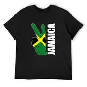 Mens Jamaican pride Peace In Jamaica flag t-shirt Black