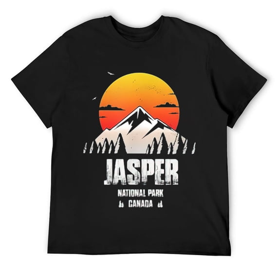 Mens Jasper Reminder - Canadian National Park Retro Souvenir T-Shirt Black