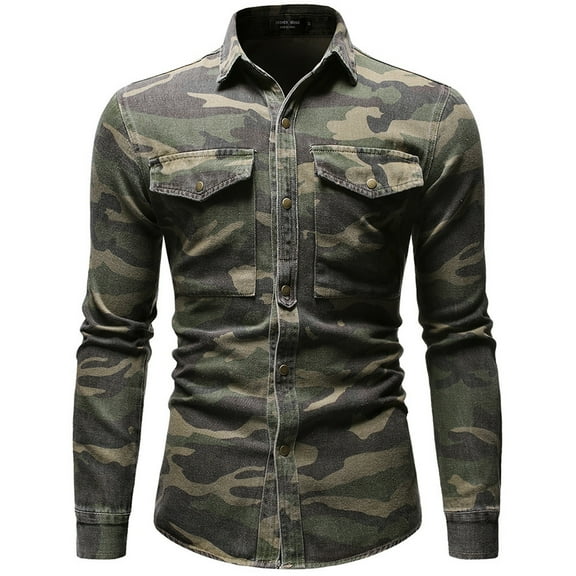 Mens Jean Jacket 2025 Long Sleeve Camouflage Outdoor Mountaineering Tooling Clothes Oversized Denim Jacket Men,Camouflage,M