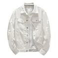 thumbnail image 1 of Mens Jean Jacket Button Pocket Lapel Slim Fit Casual Bussiness Mens Workout Jacket,White,M, 1 of 4