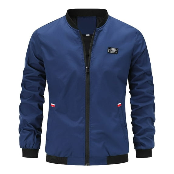 Mens Jean Jacket Casual Solid Color Outdoor Lapel Pocket Trench Mens Autumn And Winter Jackets,Navy,XL