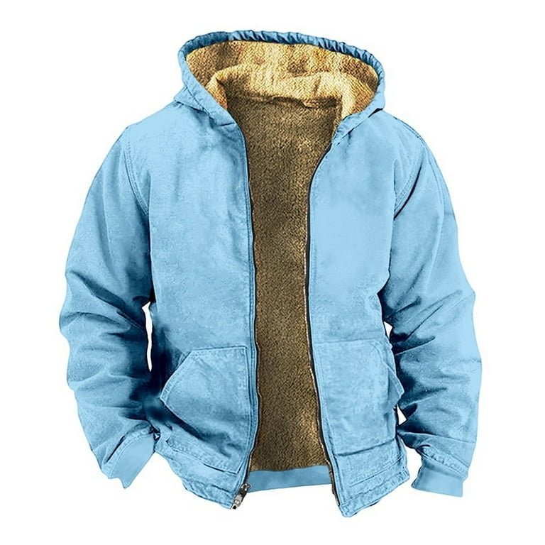 Mens Jean Jacket Color Pure Hoodie Fleece Warm Casual Fashion
