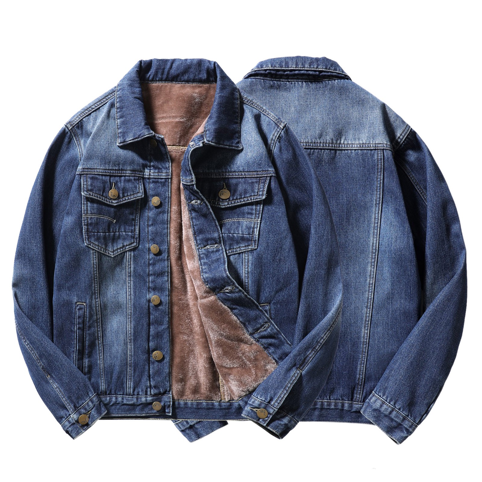 Mens Jean Jacket Cowboy Jacket for Men Jackets Men Padded Pocket Blue XXL Walmart