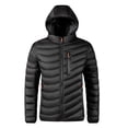 thumbnail image 1 of Mens Jean Jacket Down Alternative Quilted Lightweight Packable Padding Detachable Hood Straight Jacket,Black,M, 1 of 7