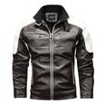 thumbnail image 1 of Mens Jean Jacket Fashion Brushed Tooling Style Fall Straight Jacket,Coffee,3XL, 1 of 4