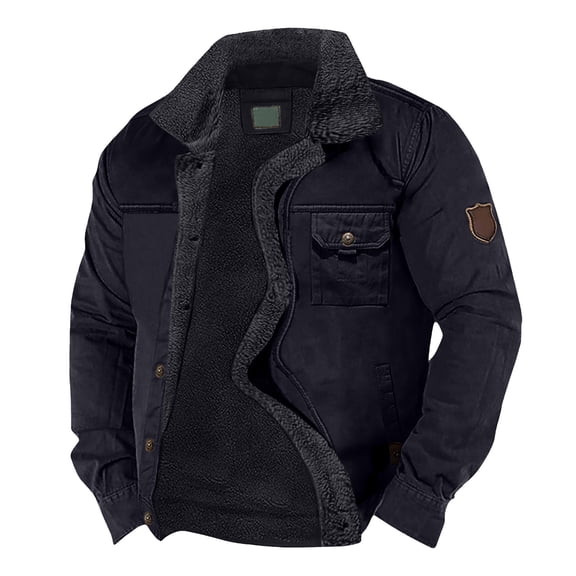 Mens Jean Jacket Fleece Lined Lightweight Outdoor Zip Up Wind Breaker Jackets Mens,Dark Blue,XL