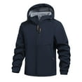 thumbnail image 1 of Mens Jean Jacket Hooded Zipper Solid Color Drawstring With Pockets Mens Jackets Y2K,Blue,2XL, 1 of 5