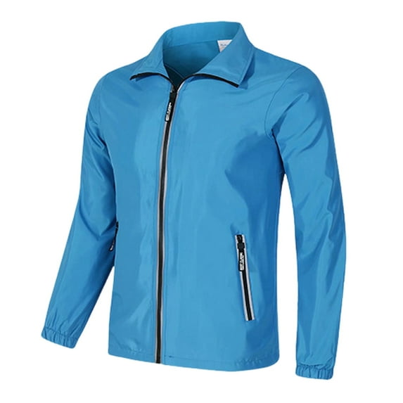 Mens Jean Jacket Lapel Solid Color Zipper Casual Windproof Mens Fall Coats,BU1,2XL