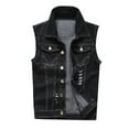 thumbnail image 1 of Mens Jean Jacket Slim Fit Worn Tank Fashion Casual Vest Mens Autumn And Winter Jackets,Black,5XL, 1 of 2