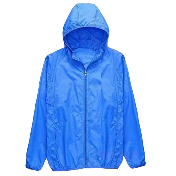 Mens Jean Jacket Solid Color Hooded Lightweight Close Fitting Outdoor Zipper Straight Jacket,Dark Blue,2XL