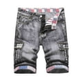 thumbnail image 1 of Mens Jean Shorts Ripped Distressed Slim Fit Cargo Jeans Shorts Straight Leg Knee Length Casual Street Denim Shorts Men, 1 of 3