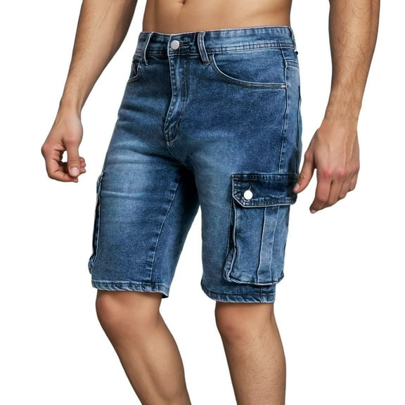 Mens Jean Shorts Slim Fit Straight Leg Knee Length Cargo Jeans Shorts Summer Casual Vacation Men's Denim Shorts