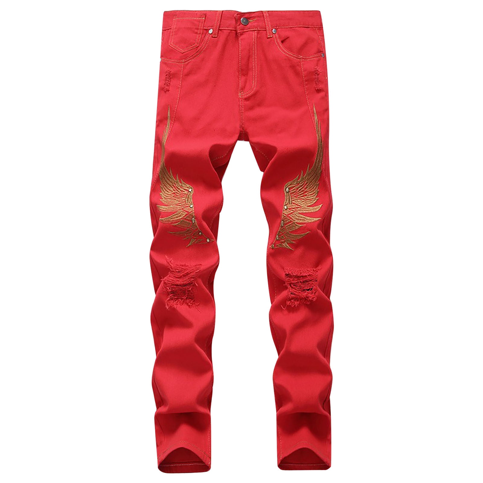 Mens Jeans 2024 Fashion Trendy Cotton Classic Ripped Baggy Straight