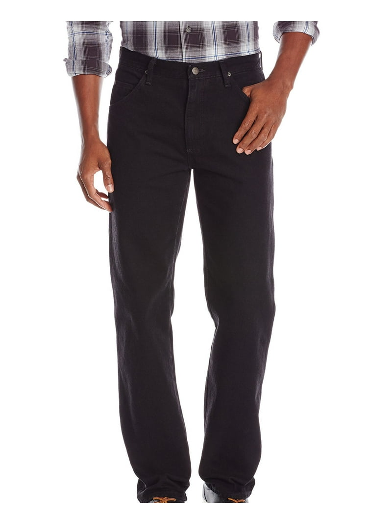 Wrangler Mens Jeans, Regular Fit, Straight Leg Denim, Black, Size