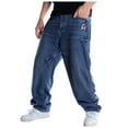 thumbnail image 1 of Mens Jeans Baggy Hop Street Dance Skateboard Denim Jeans with Pockets Trendy Casual Loose Fit Men's Pants, 1 of 3